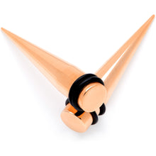 Load image into Gallery viewer, Rose Gold Tone Anodized Straight Taper Set Available in Sizes 14G to 00G