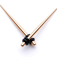 Load image into Gallery viewer, Rose Gold Tone Anodized Straight Taper Set Available in Sizes 14G to 00G