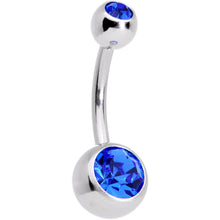 Load image into Gallery viewer, Blue Gem Variety Party Crescent Moon Star Belly Ring Set of 4
