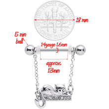 将图片加载到图库查看器,14G 5/8 Clear Gem Nap Cat Dangle Nipple Ring Set