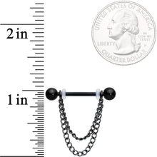 将图片加载到图库查看器,14G Black Chain Dangle Nipple Ring Set