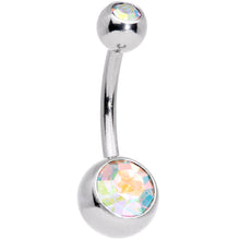 Load image into Gallery viewer, Clear Aurora Gem Purple Pearlescent Fashion Belly Ring Set of 3