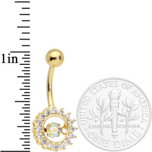 Load image into Gallery viewer, Clear Aurora Gem Gold Tone Elegant Dance Crown Belly Ring