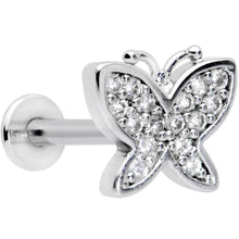 将图片加载到图库查看器,16G 5/16 Clear CZ Gem Spring Butterfly Labret Monroe Tragus