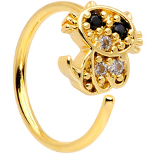 Load image into Gallery viewer, 20G 5/16 Clear Black Gem Gold Tone Glamour Cat Nose Hoop