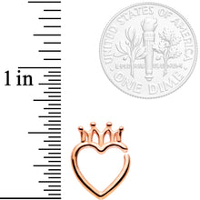 Load image into Gallery viewer, 16G 5/16 Rose Gold Tone Royal Crown Heart Right Ear Closure Ring