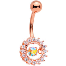 Load image into Gallery viewer, Clear Aurora Gem Rose Gold Tone Elegant Dance Crown Belly Ring