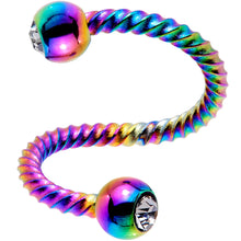 Load image into Gallery viewer, 14G 3/8 Clear Gem Rainbow Twist Spiral Twister Belly Ring
