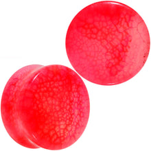 Load image into Gallery viewer, Red Agate Stone Saddle Plug Set Available in Sizes 0G to 25mm