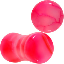 Load image into Gallery viewer, Red Agate Stone Saddle Plug Set Available in Sizes 0G to 25mm