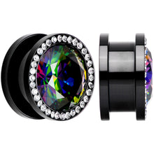 将图片加载到图库查看器,Vitrail Clear CZ Gem Black Hypnotic Screw Fit Plug Set