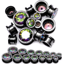 将图片加载到图库查看器,Vitrail Clear CZ Gem Black Hypnotic Screw Fit Plug Set
