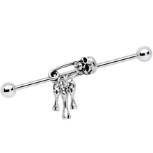Load image into Gallery viewer, 14G Skull Bones Safety Pin Halloween Industrial Barbell 38mm