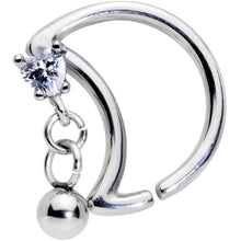 将图片加载到图库查看器,16G 3/8 Clear CZ Gem Crescent Moon Heart Dangle Closure Ring