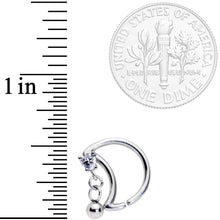 将图片加载到图库查看器,16G 3/8 Clear CZ Gem Crescent Moon Heart Dangle Closure Ring