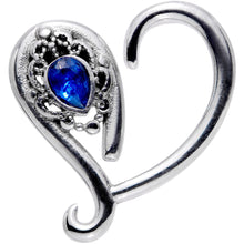 将图片加载到图库查看器,16G 3/8 Deep Blue Gem Open Right Heart Closure Ring