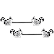 Load image into Gallery viewer, 14G Clear Gem Squirrel BCR Barbell Nipple Ring Set of 4