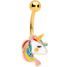 Load image into Gallery viewer, Gold Tone Color Swirl 80s Retro Unicorn Belly Ring