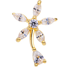 Load image into Gallery viewer, 16G 1/4 Clear CZ Gem Gold Tone Flower Cartilage Tragus