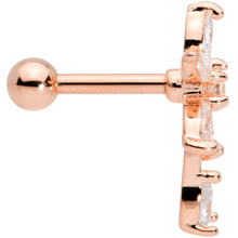 Load image into Gallery viewer, 16G 1/4 Clear CZ Gem Rose Gold Tone Flower Cartilage Tragus