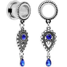 Load image into Gallery viewer, Blue Gem Filigree Drop Dangle Screw Fit Tunnel Plug Set 6mm to 16mm