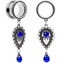 Load image into Gallery viewer, Blue Gem Filigree Drop Dangle Screw Fit Tunnel Plug Set 6mm to 16mm