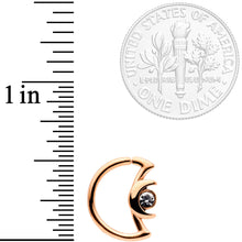 Load image into Gallery viewer, 16G 3/8 Clear Gem Rose Gold Tone Crescent Moon Closure Ring