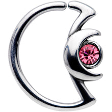 将图片加载到图库查看器,18G 3/8 Pink Gem Crescent Moon Closure Ring