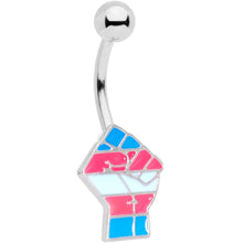 Load image into Gallery viewer, Pink Blue White Transgender Pride Fist Belly Ring