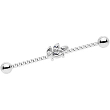 Load image into Gallery viewer, 14G Clear Gem Leaf Industrial Barbell 38mm