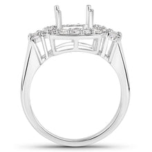 Load image into Gallery viewer, 0.73 Carat Genuine White Diamond 14K White Gold Semi Mount Ring - holds 8x8mm Cushion Gemstone
