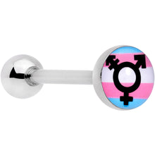Load image into Gallery viewer, Pink Blue White Transgender Pride Logo Barbell Tongue Ring