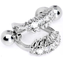 Load image into Gallery viewer, 16G 1/2 Clear CZ Gem Scary Monster Fangs Cartilage Cuff