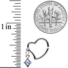 将图片加载到图库查看器,16G 3/8 Aurora Orb Funky Heart Right Ear Dangle Closure Ring