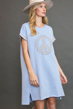 将图片加载到图库查看器,Peace Plaid Applique Short Sleeve Mini Dress – Chic and Stylish Plaid Dress with Applique Detailing for a Trendy and Versatile Look