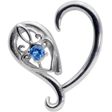 Load image into Gallery viewer, 16G 3/8 Blue Gem Valentines Day Heart Right Ear Cartilage Earring