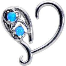 Load image into Gallery viewer, 16G 3/8 Blue Synthetic Opal Heart Right Ear Cartilage Earring