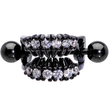 将图片加载到图库查看器,16G 1/2 Clear CZ Gem Black Scary Fang Halloween Cartilage Cuff