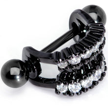 将图片加载到图库查看器,16G 1/2 Clear CZ Gem Black Scary Fang Halloween Cartilage Cuff
