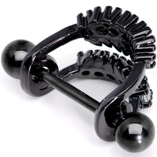 将图片加载到图库查看器,16G 1/2 Clear CZ Gem Black Scary Fang Halloween Cartilage Cuff
