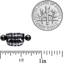 将图片加载到图库查看器,16G 1/2 Clear CZ Gem Black Scary Fang Halloween Cartilage Cuff