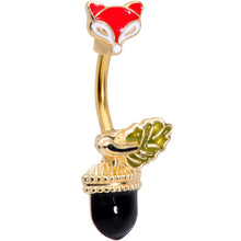 将图片加载到图库查看器,Gold Tone Wilderness Fox and Acorn Double Mount Belly Ring