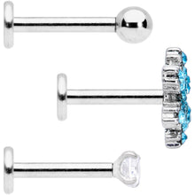 Load image into Gallery viewer, 16G 5/16 Blue CZ Gem Snowflake Internally Threaded Labret Set