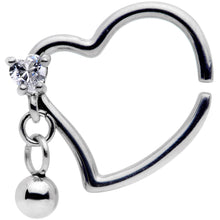 将图片加载到图库查看器,16G 3/8 Clear CZ Gem Funky Heart Right Dangle Closure Ring