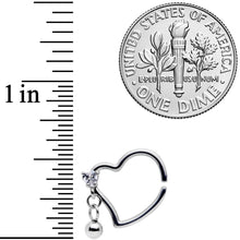 将图片加载到图库查看器,16G 3/8 Clear CZ Gem Funky Heart Right Dangle Closure Ring