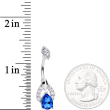 将图片加载到图库查看器,Blue CZ Gem Art Deco Drop Glamour Double Mount Belly Ring
