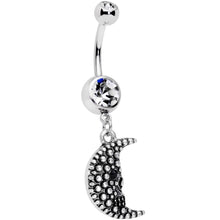 将图片加载到图库查看器,Clear Black Gem Night Skull Crescent Moon Dangle Belly Ring