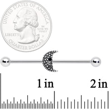 Load image into Gallery viewer, 14G Black Gem Night Skull Crescent Moon Industrial Barbell 38mm