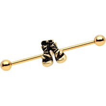 Load image into Gallery viewer, 14G Gold Tone Boxing Gloves Industrial Barbell 38mm