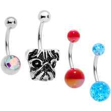 Load image into Gallery viewer, Aurora Gem Variety Bulldog Belly Ring Set of 4